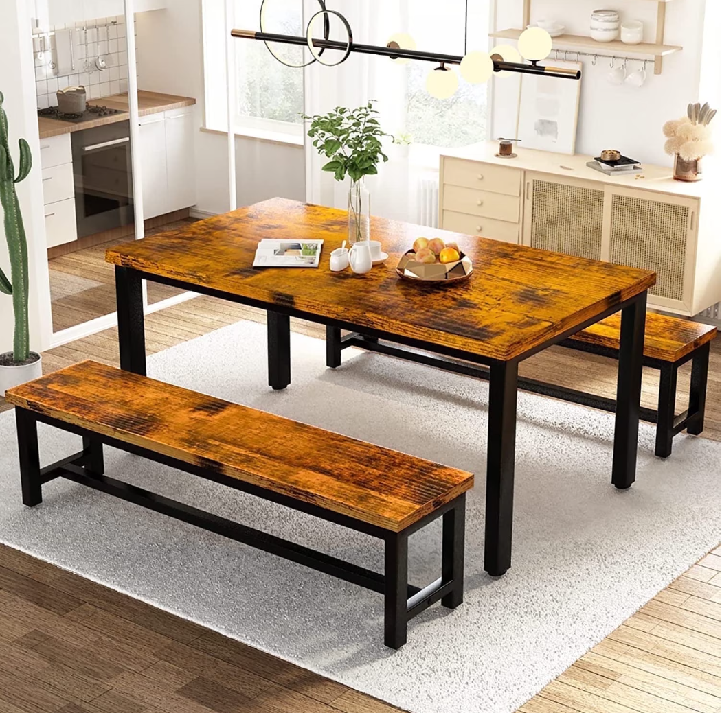 Baxluxe Dining table set with 2 benches