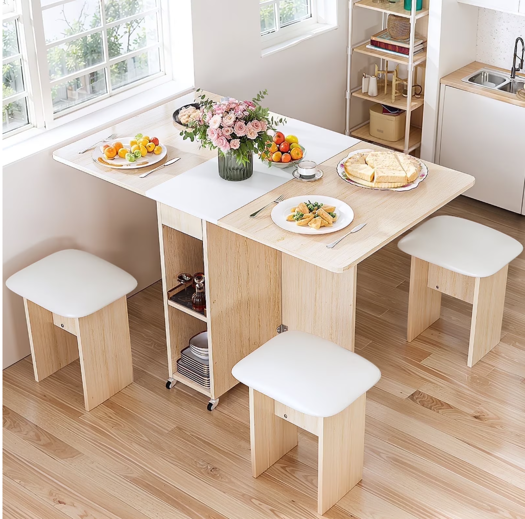 Baxluxe Folding Kitchen Table with Chairs