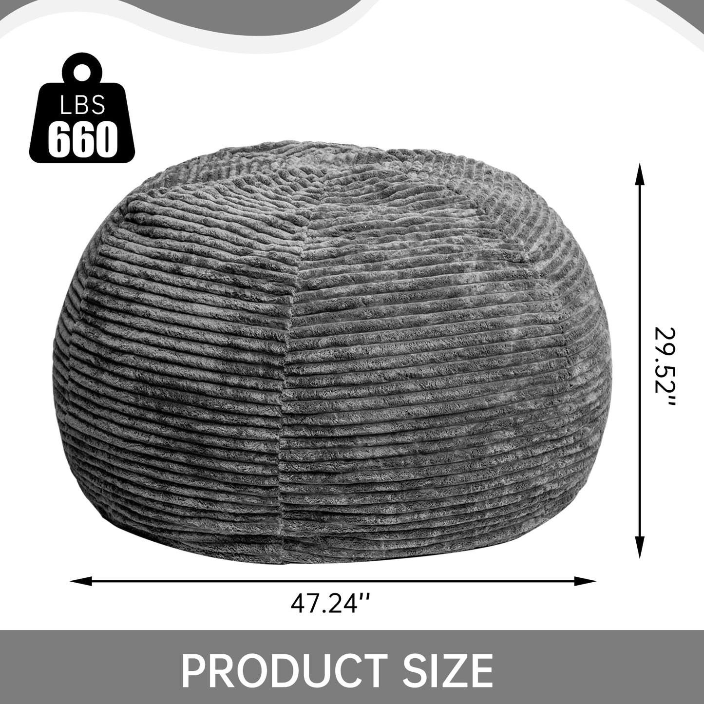 Baxluxe Large Bean Bag Chair for Adults, 6FT Giant Beanbag Chairs with Memory Foam Filled,Ultra Soft Lazy Sofa for Living Room Bedroom,Grey