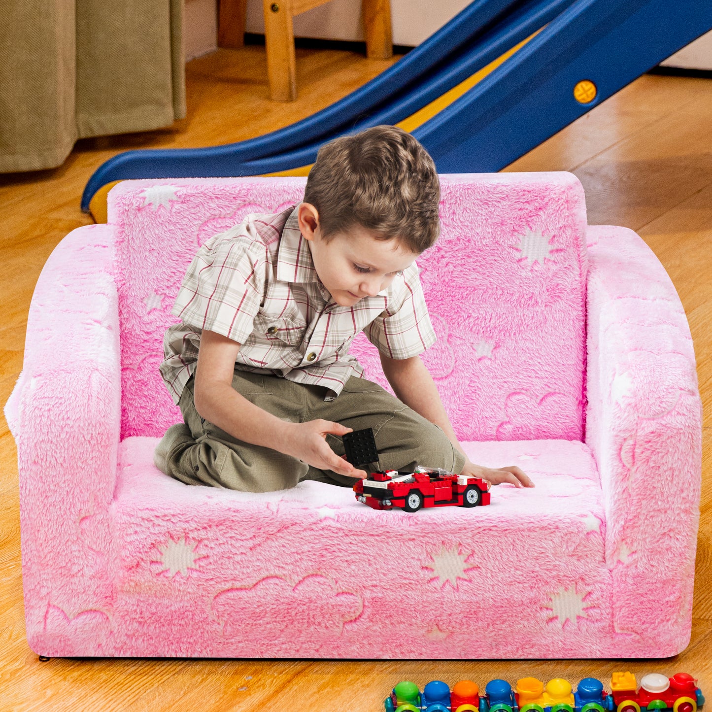 Baxluxe Modular Play Couch - Glow in the Dark Play Couch for Kids, Soft & Comfy, Adjustable Backrest, Suitable for Ages 3+ Years kid foam couch