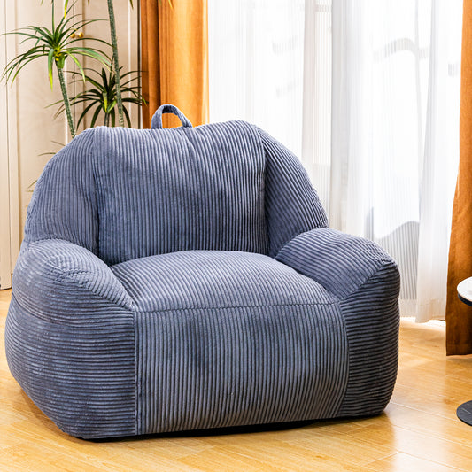 Stmoze Bean Bag Chair, Faux Fur Bean Bag Chair for Adults, Fluffy and Comfy Bean Bag Chair with Filler, Big Bean Bag Sofa Chair for Reading, Gaming, Stuffed High-Density Foam, Grey