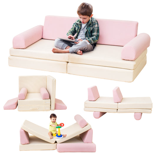 Stmoze Modular Kids Play Couch, Kids Couch for Playroom, Kids Sofa Couch, 5 Seconds Instant Expansion, Corduroy Fabric