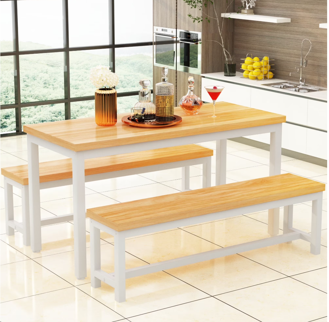 Baxluxe Dining table set with 2 benches