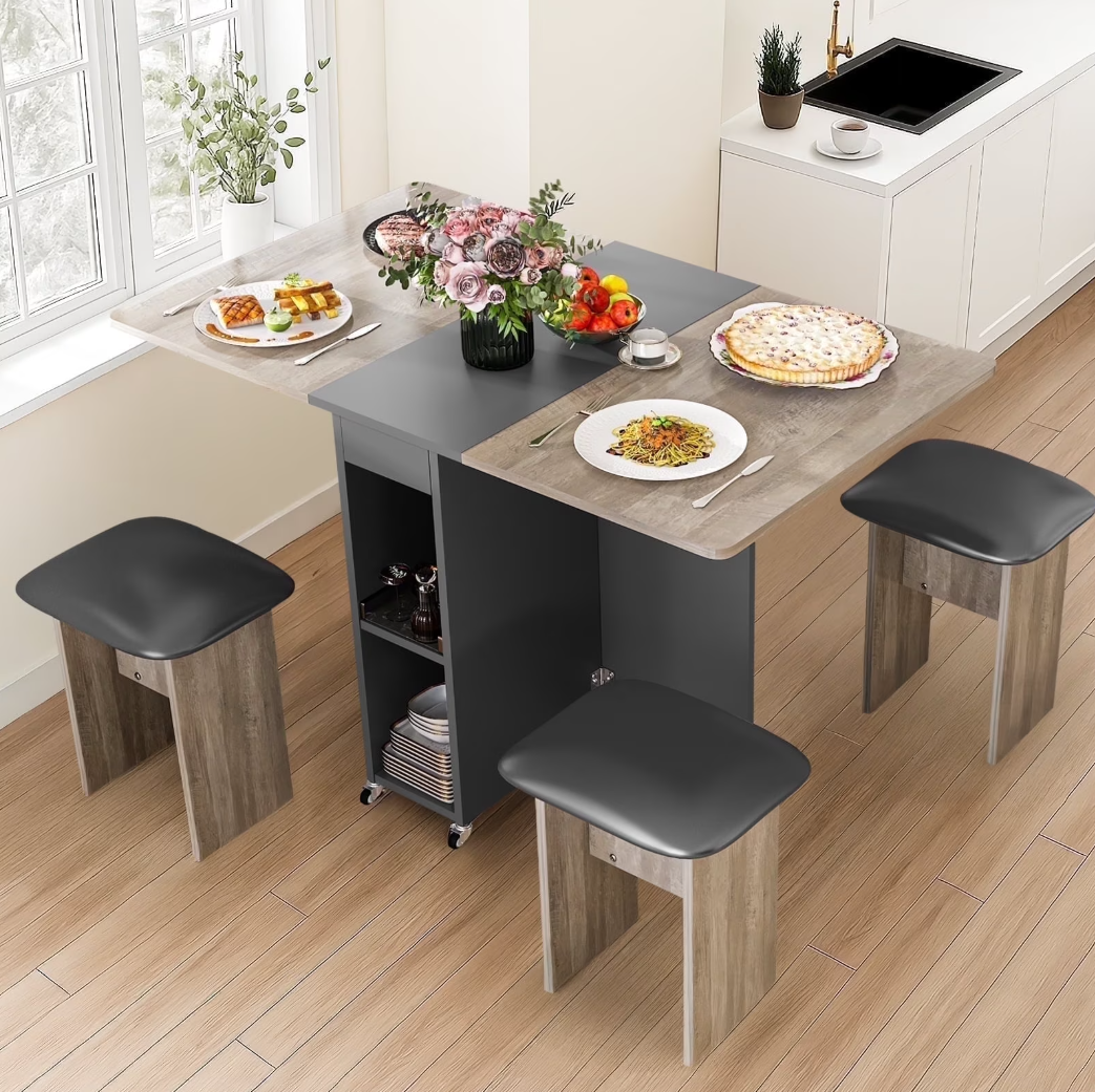 Baxluxe Folding Kitchen Table with Chairs