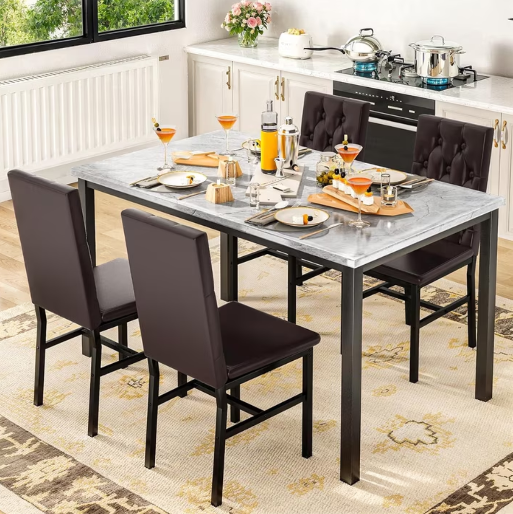 Baxluxe Marble Dining Table Set for 4