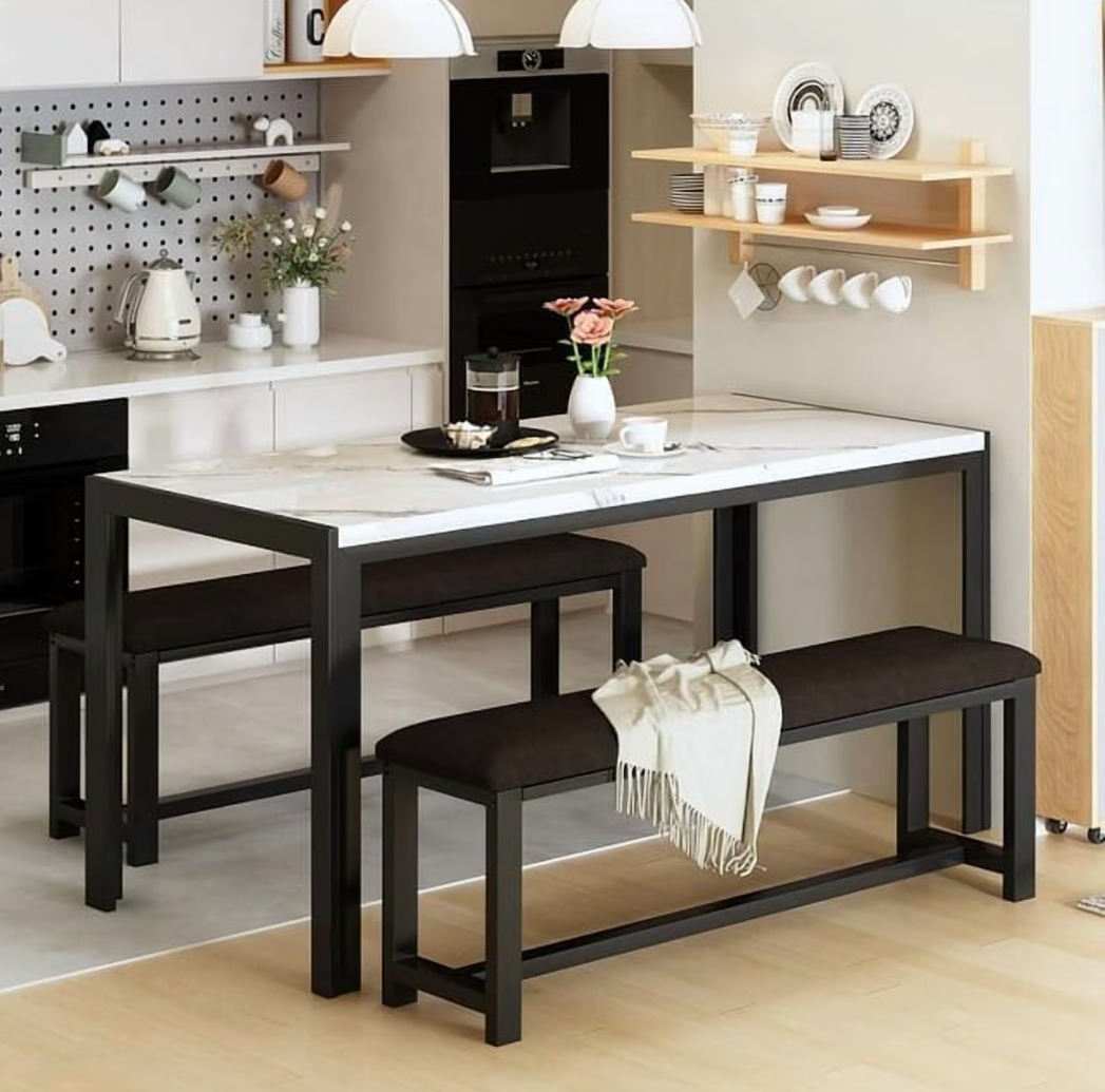 Baxluxe Dining table set with 2 benches