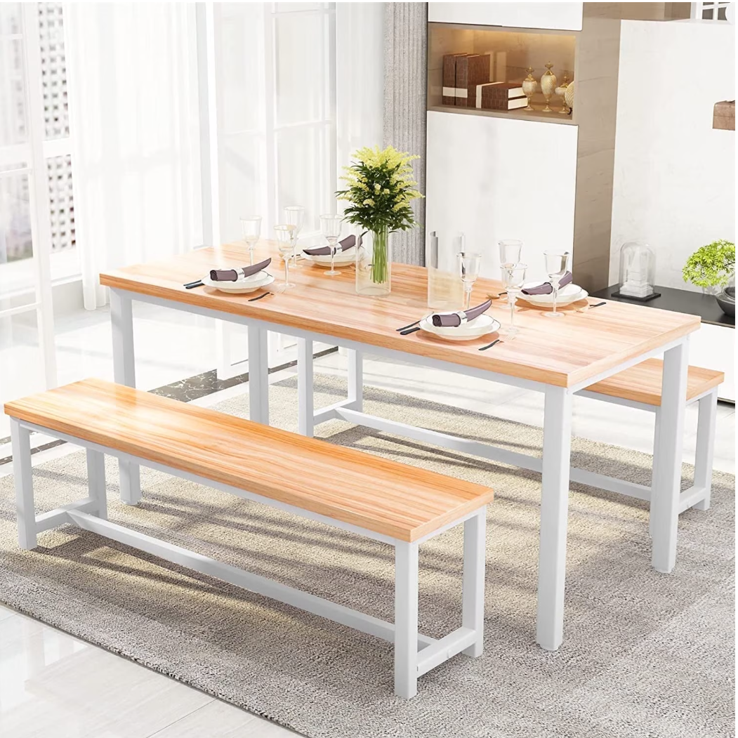 Baxluxe Dining table set with 2 benches