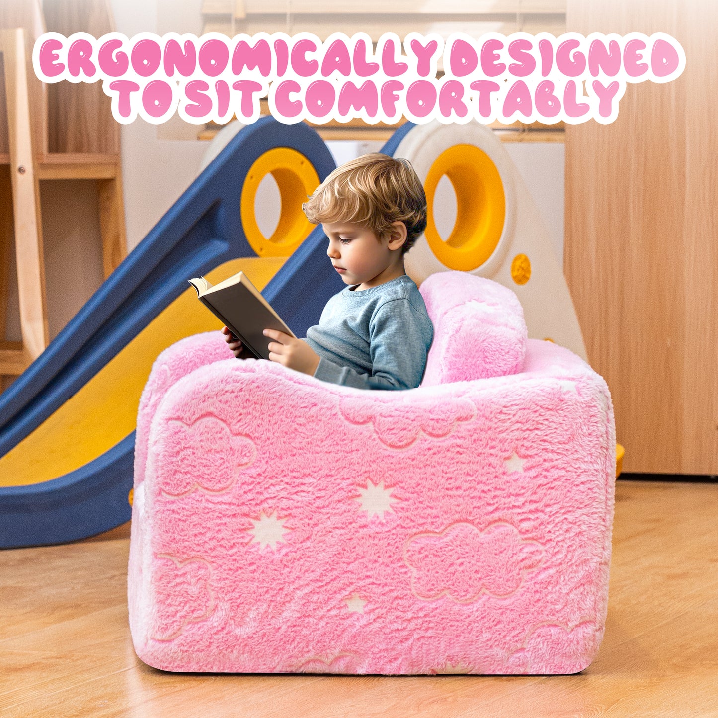 Baxluxe Modular Play Couch for Kids 3+ Years Old, Glow in The Dark Play Couch, Fold Out Couch for Kids, Convertible Kids Fold Out Play Foam and Floor Cushion for Bedroom and Playroom