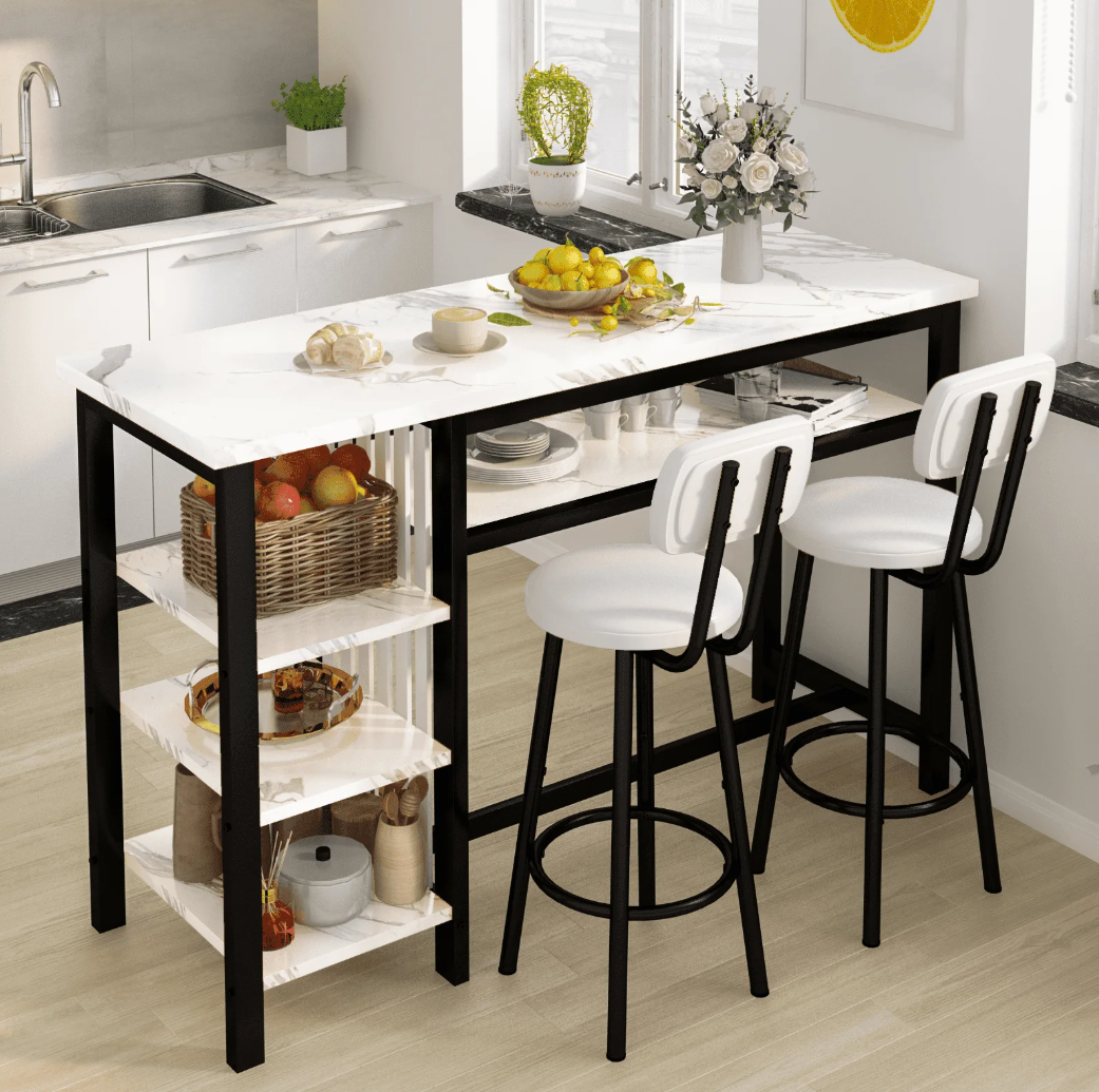 BAXLUXE Bar Table and Chairs Set for 2