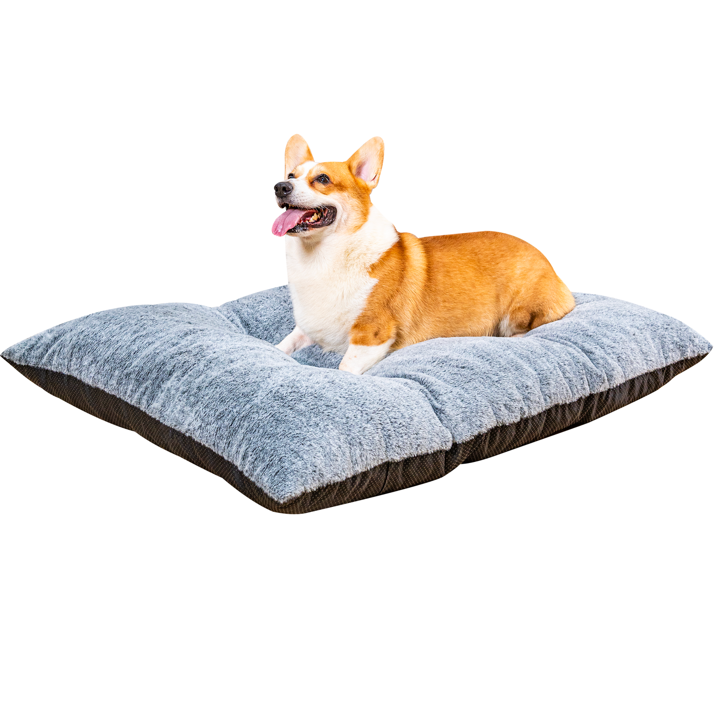 Baxluxe Deluxe Dog Ded for Large and Medium Dog, Soft Faux Fur Fabic Dog Crate Mat with High Density Foam, Dog Mattress with Anti-Slip Bottom, Grey