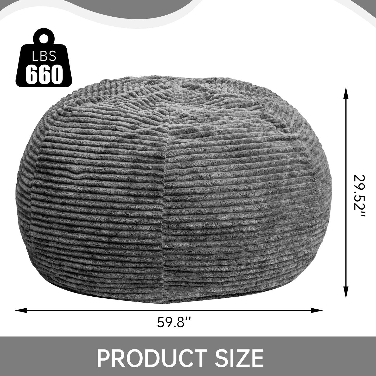 Baxluxe Large Bean Bag Chair for Adults, 6FT Giant Beanbag Chairs with Memory Foam Filled,Ultra Soft Lazy Sofa for Living Room Bedroom,Grey