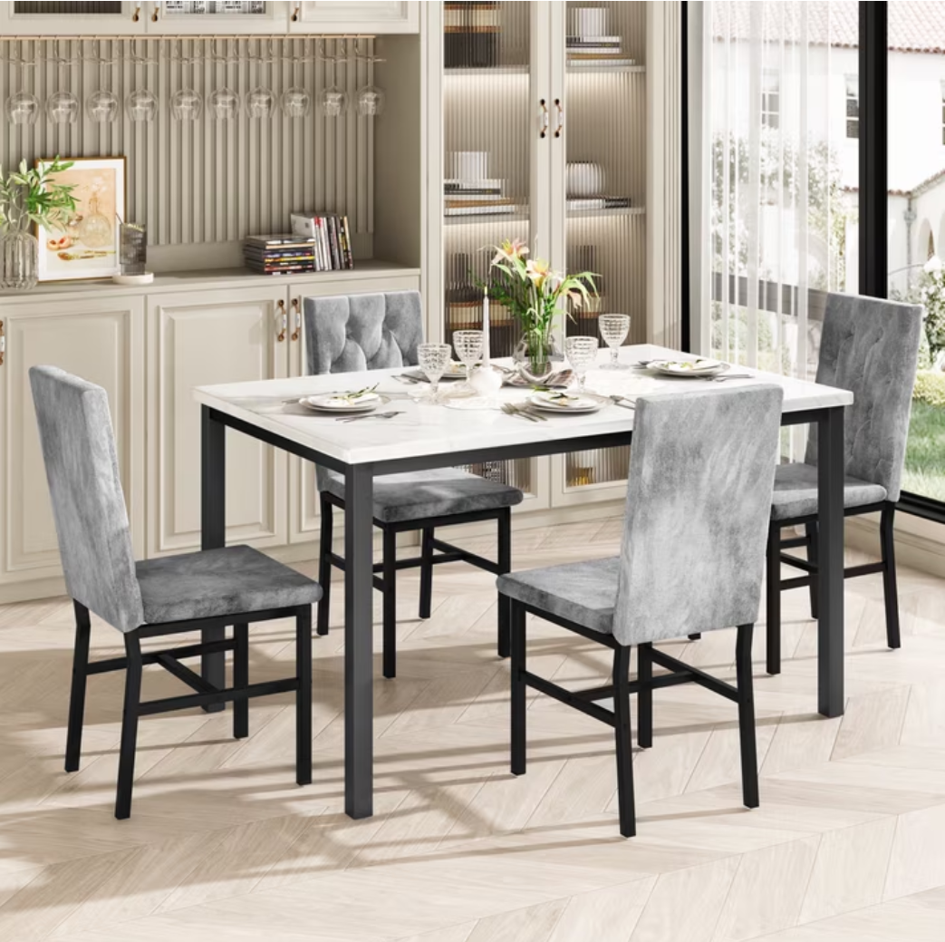 Baxluxe Marble Dining Table Set for 4