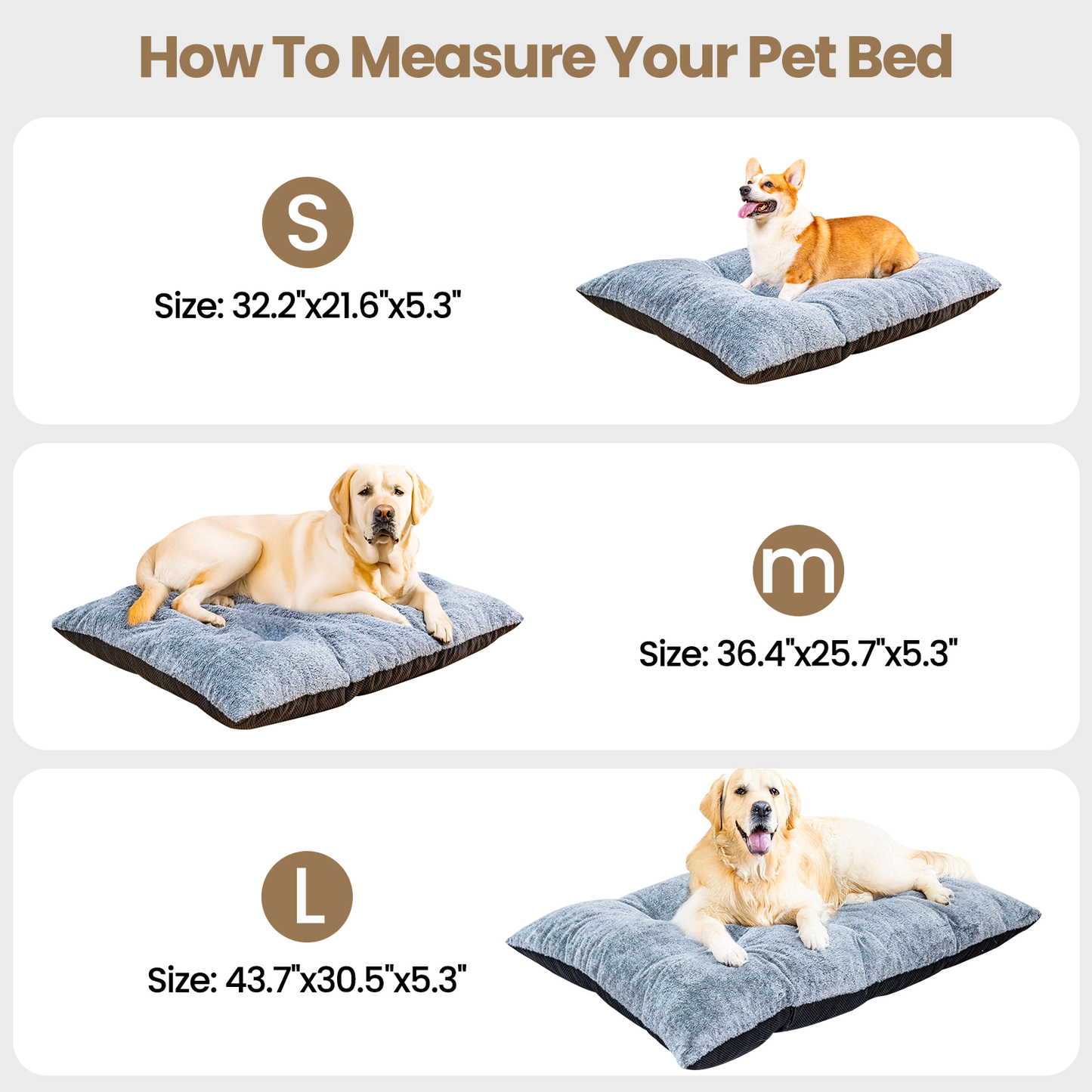 Baxluxe Deluxe Dog Ded for Large and Medium Dog, Soft Faux Fur Fabic Dog Crate Mat with High Density Foam, Dog Mattress with Anti-Slip Bottom, Grey