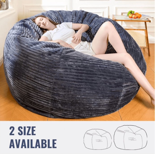 Baxluxe Bean Bag Sofa Chair with Handle,Lamb Fleece Beanbag Sofa for Adults,Striped Lazy Sofa Chair with Armrest,Lounger Chair for Reading Gaming Watching TV,Living Room,Bedroom