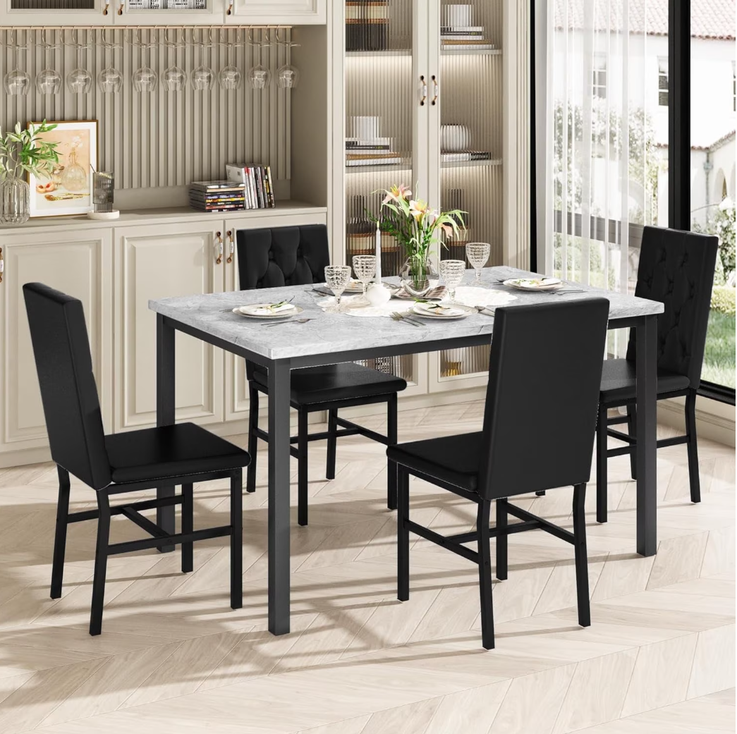 Baxluxe Marble Dining Table Set for 4